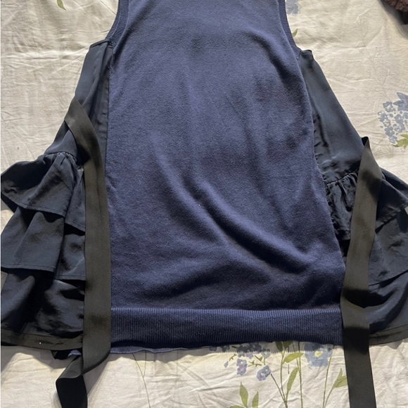 Miu Miu Mini Dress with Black Silk Ruffle Inserts - Picture 5 of 7